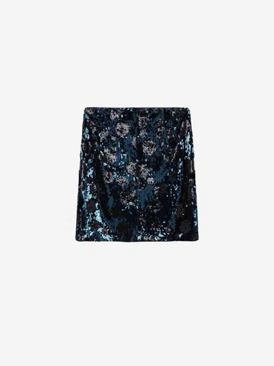 Dorothee Schumacher Sequin Skirt With Flower Design In Navy