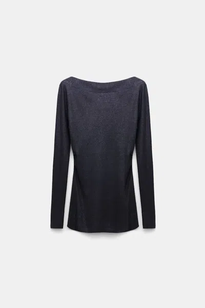 Dorothee Schumacher Shimmering Fine Rib Merino Pullover In Blue