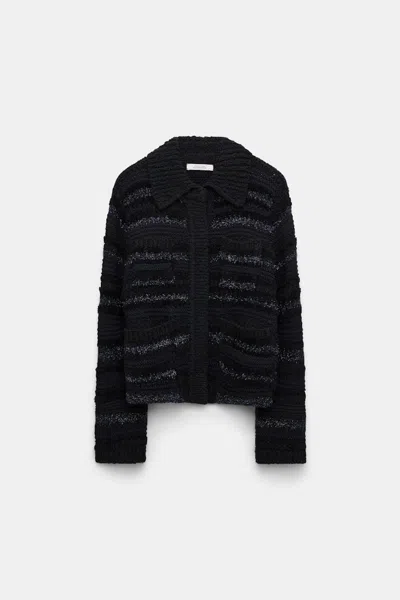 DOROTHEE SCHUMACHER SHIMMERING STRIPE KNIT CARDIGAN-JACKET