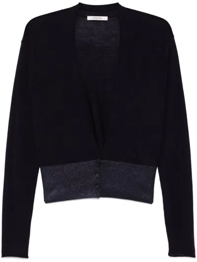 Dorothee Schumacher Shimmering Wool Cardigan In Blue