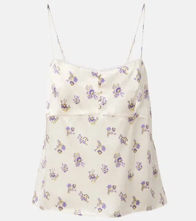 Dorothee Schumacher Shiny Daydream Floral Silk Satin Camisole In Neutral
