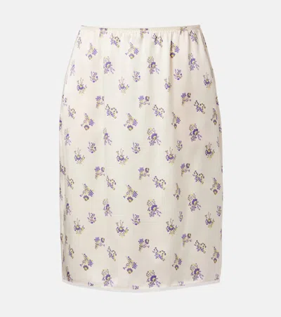 Dorothee Schumacher Shiny Daydream Silk Satin Midi Skirt In White