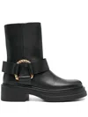 Dorothee Schumacher Short Biker Boots With Twisted D-ring Detail In Black