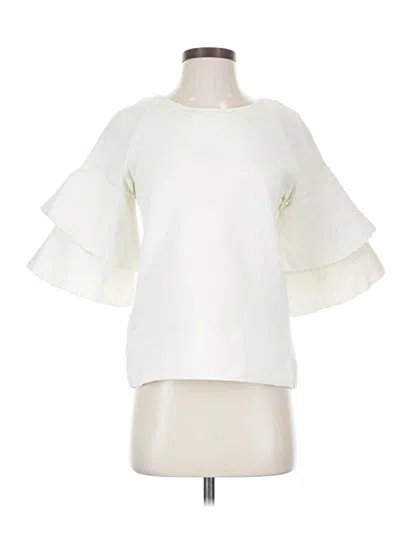 Pre-owned Dorothee Schumacher Short Sleeve Top Ivory Ruffles Neckline Tops In White