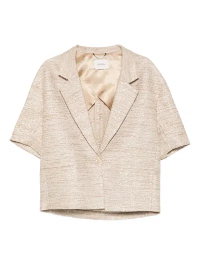 Dorothee Schumacher Short-sleeved Tweed Jacket In Gold