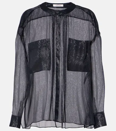 Dorothee Schumacher Silk-blend Lamé Shirt In Blue
