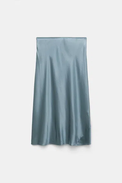 Dorothee Schumacher Silk Charmeuse Skirt In Blue
