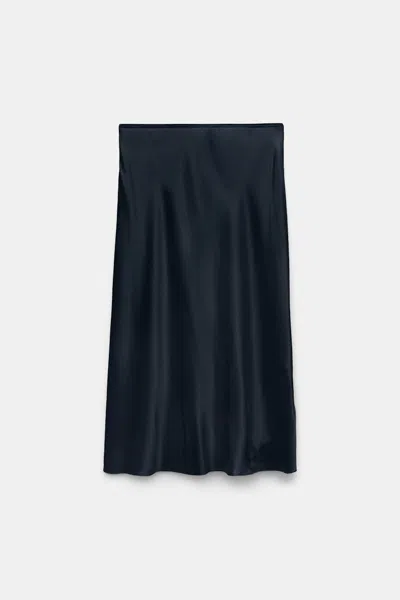 Dorothee Schumacher Silk Charmeuse Skirt In Blue