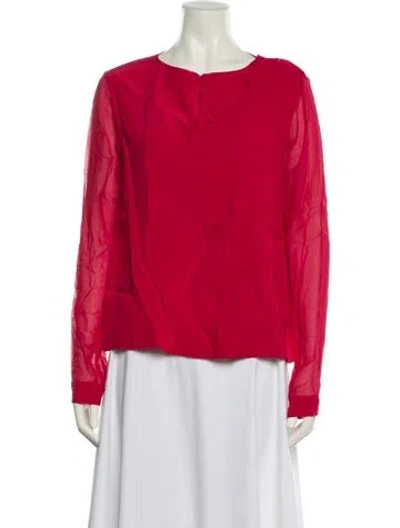 Pre-owned Dorothee Schumacher Silk Crew Neck Blouse In Red