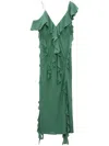 Dorothee Schumacher Silk Georgette Dress With Ruffles In 绿色