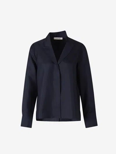 Dorothee Schumacher Silk Flowy Blouse In Midnight Blue