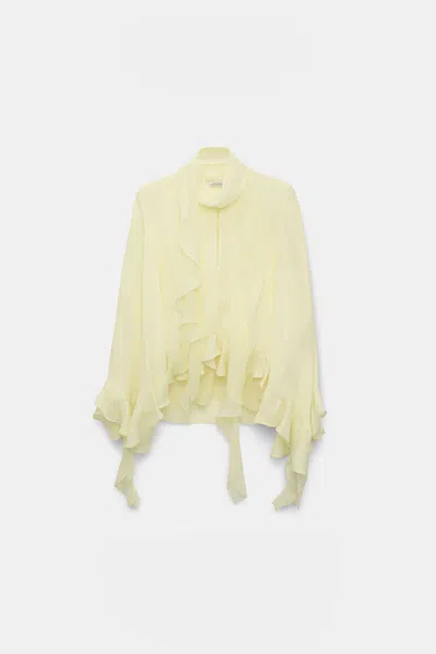 Dorothee Schumacher Silk Georgette Cape-blouse In Yellow