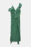 Dorothee Schumacher Silk Georgette Dress With Ruffles In Green