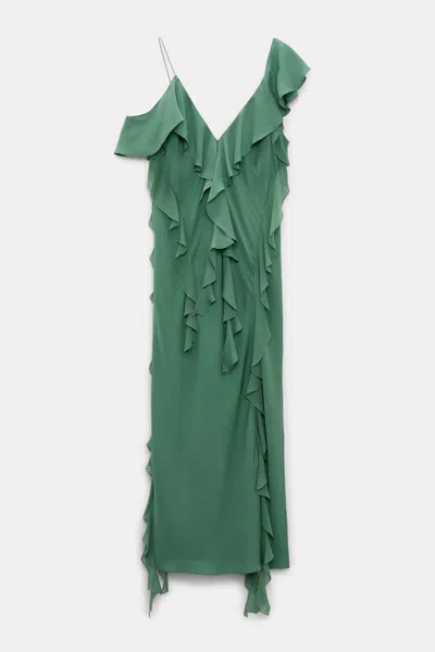 Dorothee Schumacher Silk Georgette Dress With Ruffles In Green