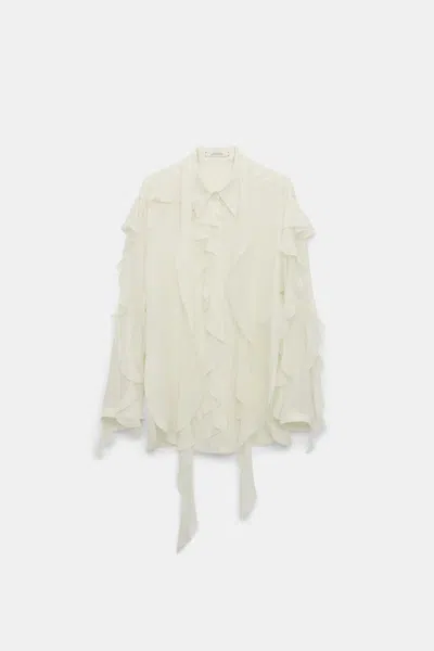 Dorothee Schumacher Silk Georgette Ruffle Blouse In White