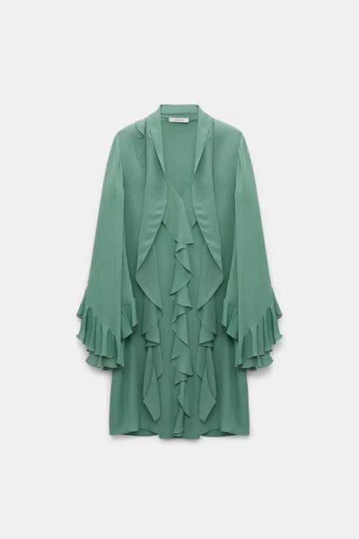 Dorothee Schumacher Silk Georgette Ruffle Mini Dress In Green