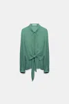 Dorothee Schumacher Silk Georgette Tie Blouse In Green