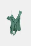 Dorothee Schumacher Silk Georgette Top With Ruffles In Green