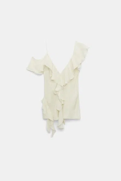 Dorothee Schumacher Silk Georgette Top With Ruffles In White
