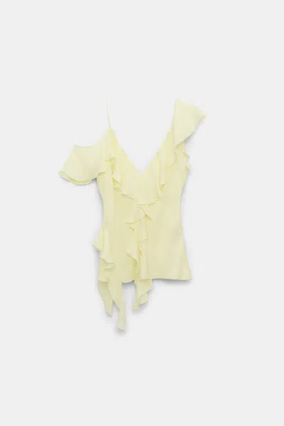 Dorothee Schumacher Silk Georgette Top With Ruffles In Yellow