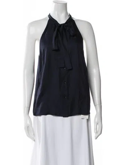 Pre-owned Dorothee Schumacher Silk Halterneck Blouse In Blue