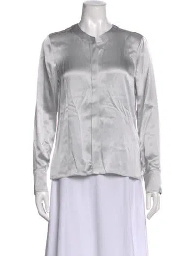 Pre-owned Dorothee Schumacher Silk Long Sleeve Blouse In Gray