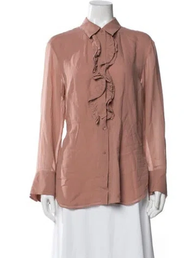 Pre-owned Dorothee Schumacher Silk Long Sleeve Blouse In Pink