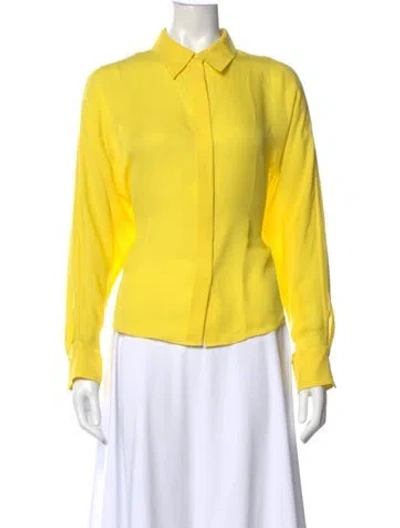 Pre-owned Dorothee Schumacher Silk Long Sleeve Blouse In Yellow