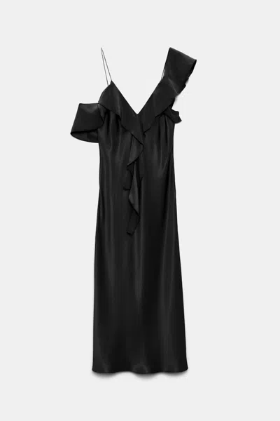 Dorothee Schumacher Silk Satin Dress With Ruffles In Black