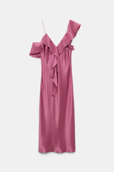 Dorothee Schumacher Silk Satin Dress With Ruffles In Red