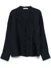 Dorothee Schumacher Bluse Aus Seidentwill Mit Asymmetrischem Revers In Blue