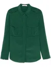 Dorothee Schumacher Crãªpe De Chine Silk Blouse With Epaulettes In Green