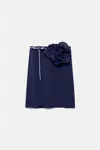 Dorothee Schumacher Silk Skirt With Xl Flower Brooch In Blue