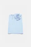 Dorothee Schumacher Silk Skirt With Xl Flower Brooch In Blue