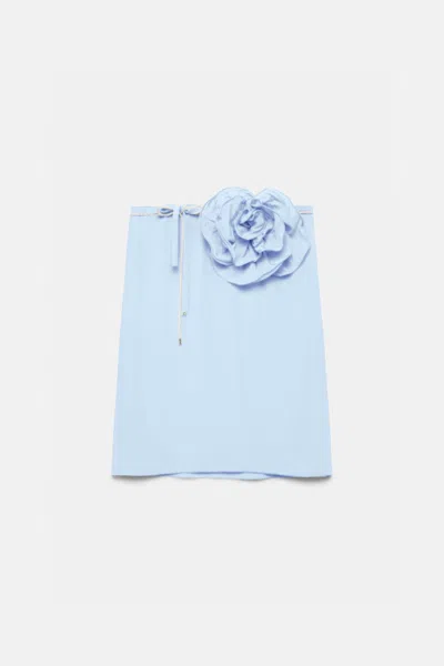 Dorothee Schumacher Silk Skirt With Xl Flower Brooch In Blue