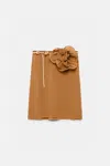 Dorothee Schumacher Silk Skirt With Xl Flower Brooch In Brown