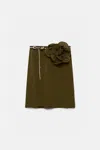 Dorothee Schumacher Silk Skirt With Xl Flower Brooch In Green