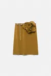 Dorothee Schumacher Silk Skirt With Xl Flower Brooch In Brown