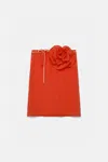Dorothee Schumacher Silk Skirt With Xl Flower Brooch In Red