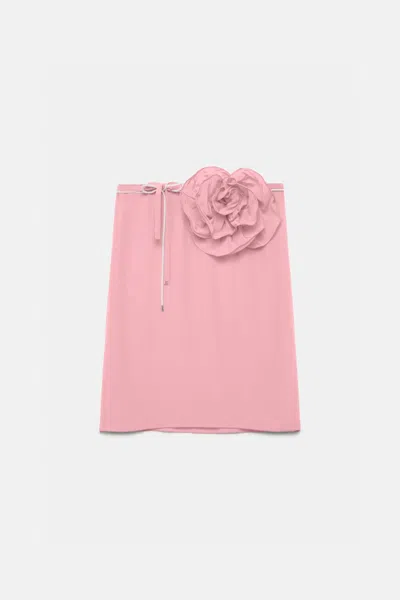 Dorothee Schumacher Silk Skirt With Xl Flower Brooch In Pink