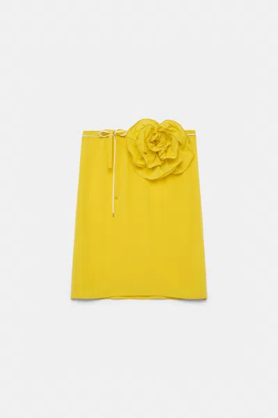 Dorothee Schumacher Silk Skirt With Xl Flower Brooch In Yellow
