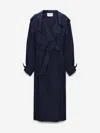 Dorothee Schumacher Double-breasted Trench Coat Dress In Silk Twill In Blue
