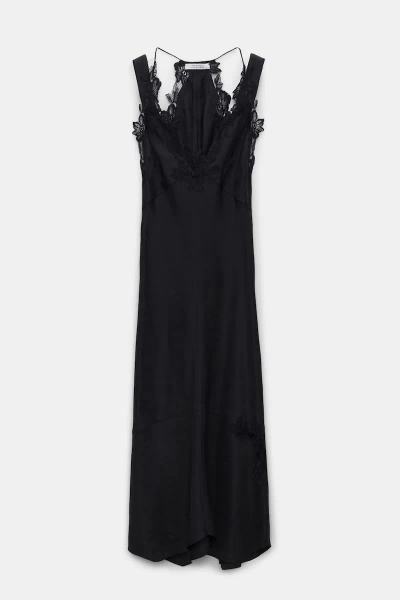 Dorothee Schumacher Silk Twill Lingerie-style Dress With Details In Lace In Black