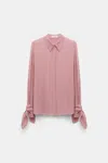 Dorothee Schumacher Silk-viscose Crãªpe De Chine Tie-sleeve Blouse In Pink