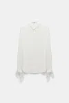 Dorothee Schumacher Silk-viscose Crãªpe De Chine Tie-sleeve Blouse In White
