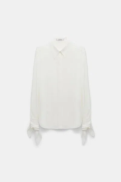 Dorothee Schumacher Silk-viscose Crãªpe De Chine Tie-sleeve Blouse In White