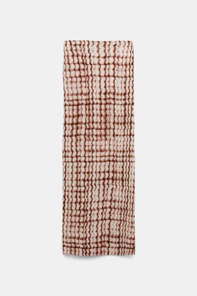 Dorothee Schumacher Silk-viscose Plaid Pencil Skirt With Allover Smocking In Multi