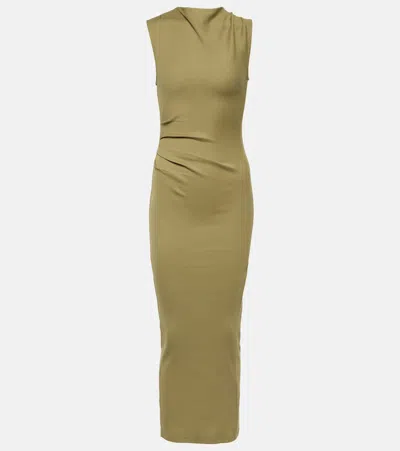 Dorothee Schumacher Simply Timeless Cotton Jersey Maxi Dress In  Dark Shiny Khaki