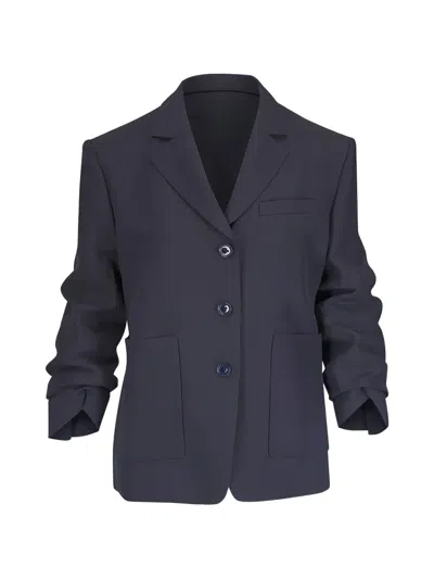 Dorothee Schumacher Single-breasted Ruched-sleeve Blazer In Blue