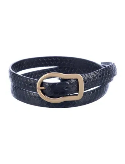 Pre-owned Dorothee Schumacher Skinny Leather Belt W/ Tags In Blue